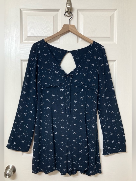 American Eagle Outfitters Pants - American Eagle Black Bow Print Babydoll Mini Romper Medium Grunge Punk 70s Retro